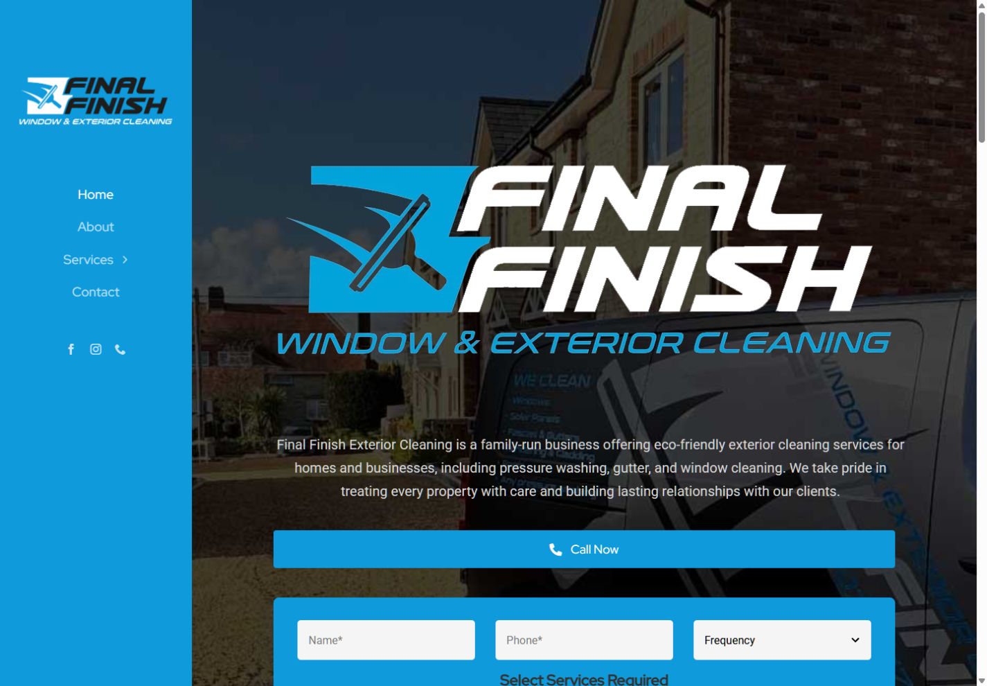 Final Finish Cleaning website from the MyWebDeveloper portfolio