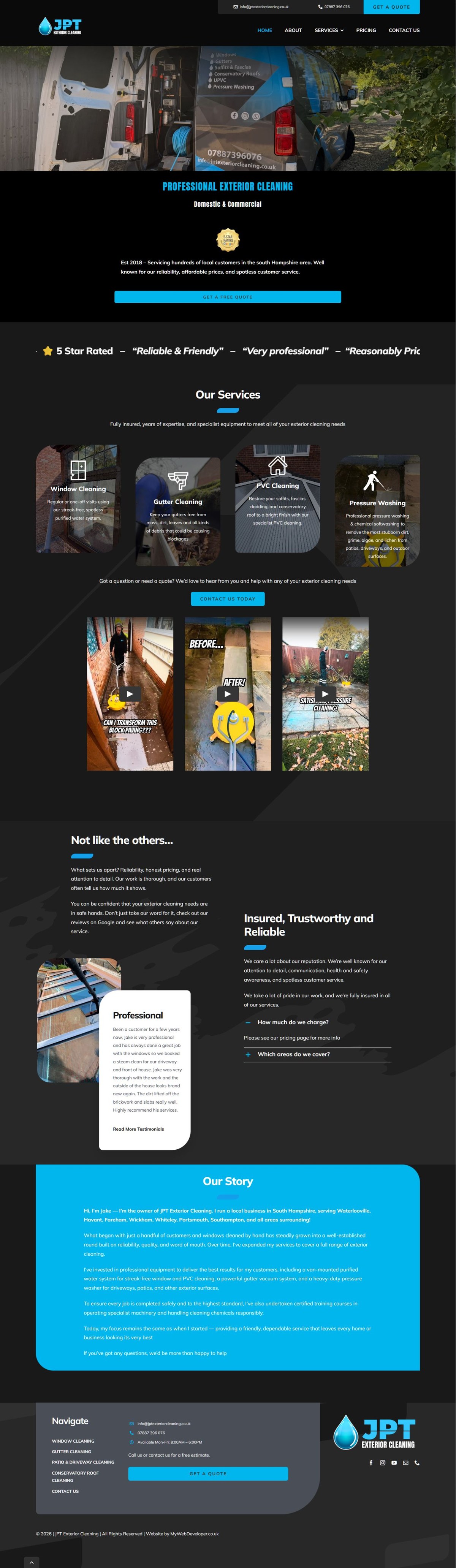 JPT Exterior Cleaning desktop website preview