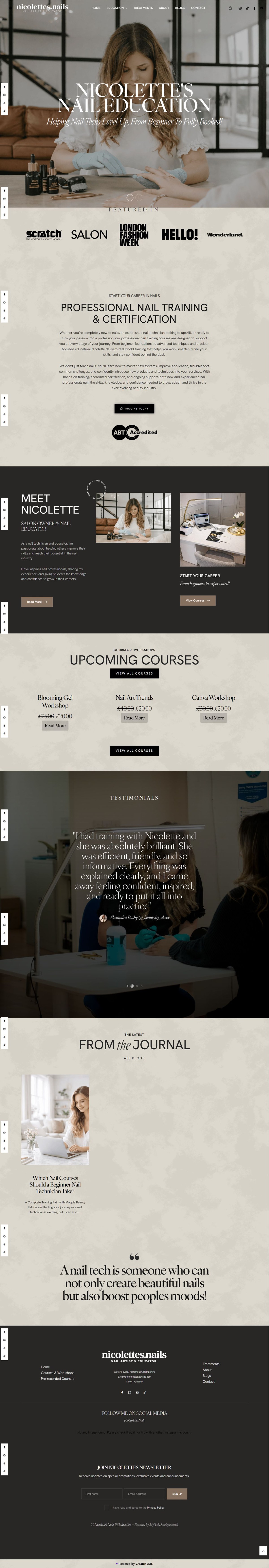Nicolette’s Nails desktop website preview